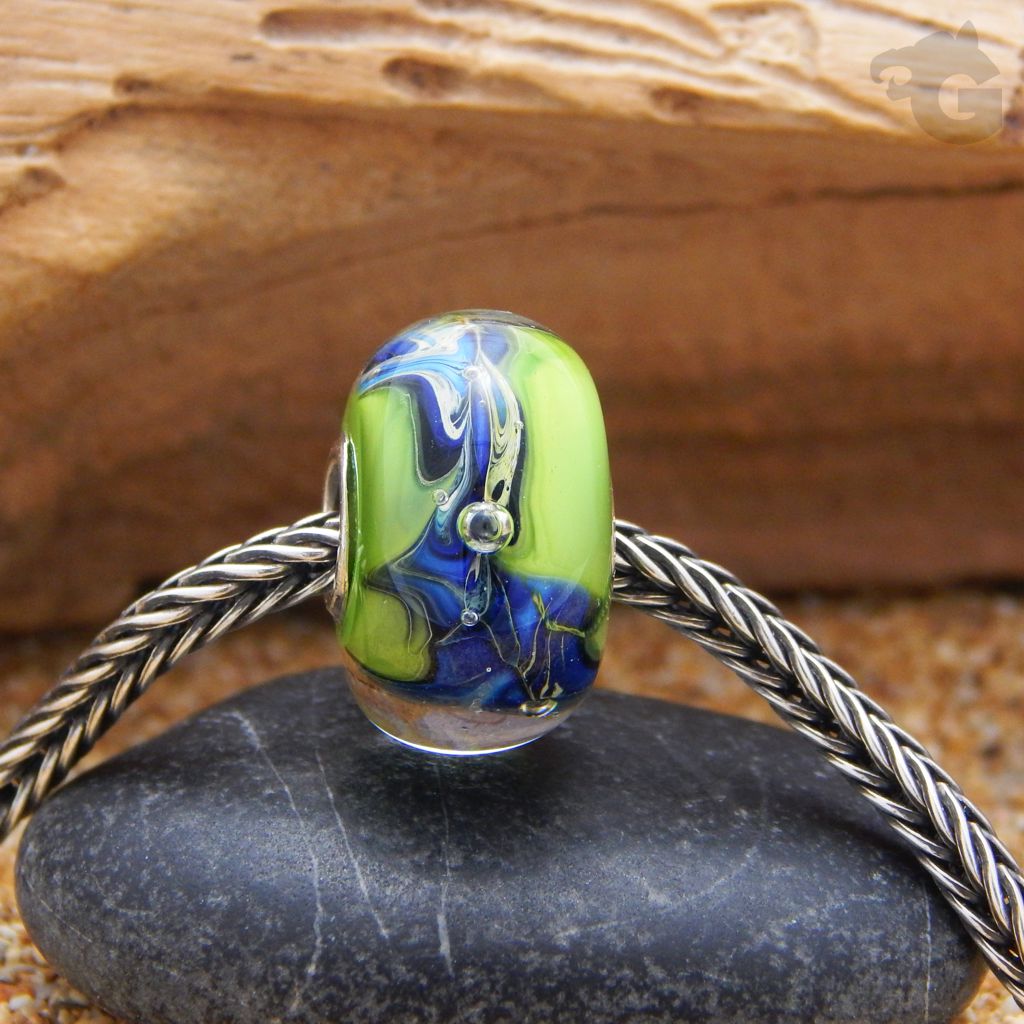 green blue reef glass bead big hole 925 sterling silver core glermes city of beads studio etsy