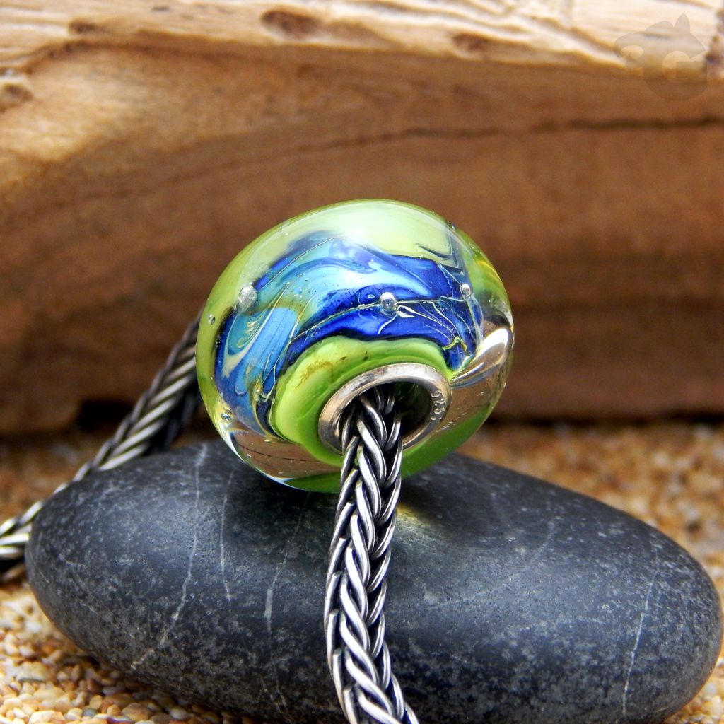 handmade lampwork bead big hole bracelet charm blue green spring colors fresh glermes city of beads studio etsy gift for her unisex charm