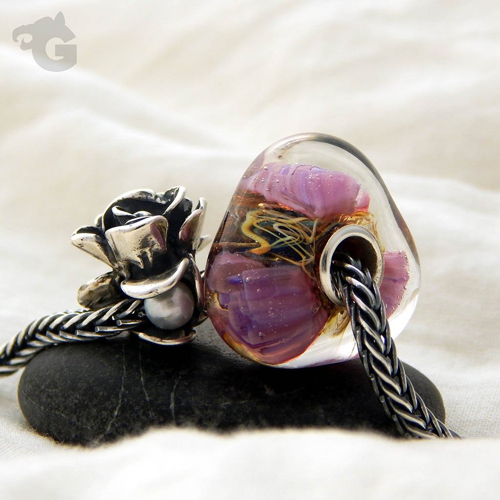 Snow Drift Rose silver bead