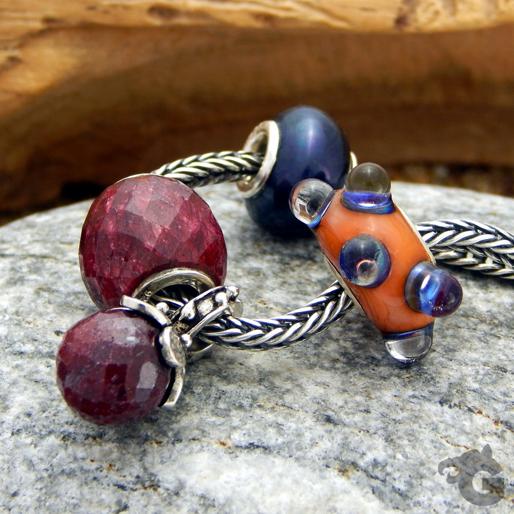 Bumpy lampwork bead peach orange Summer Berry universal core - Glermes.com