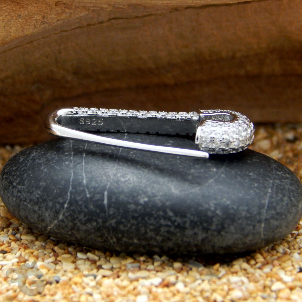 Huggie Safety Pin CZ earring single or a pair