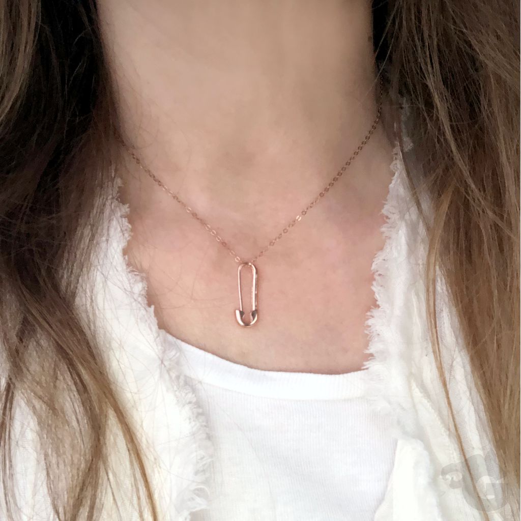safety pin pendant rose gold 925 sterling silver punk inspired jewelry