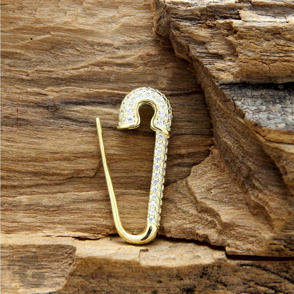 safety pin earring gold