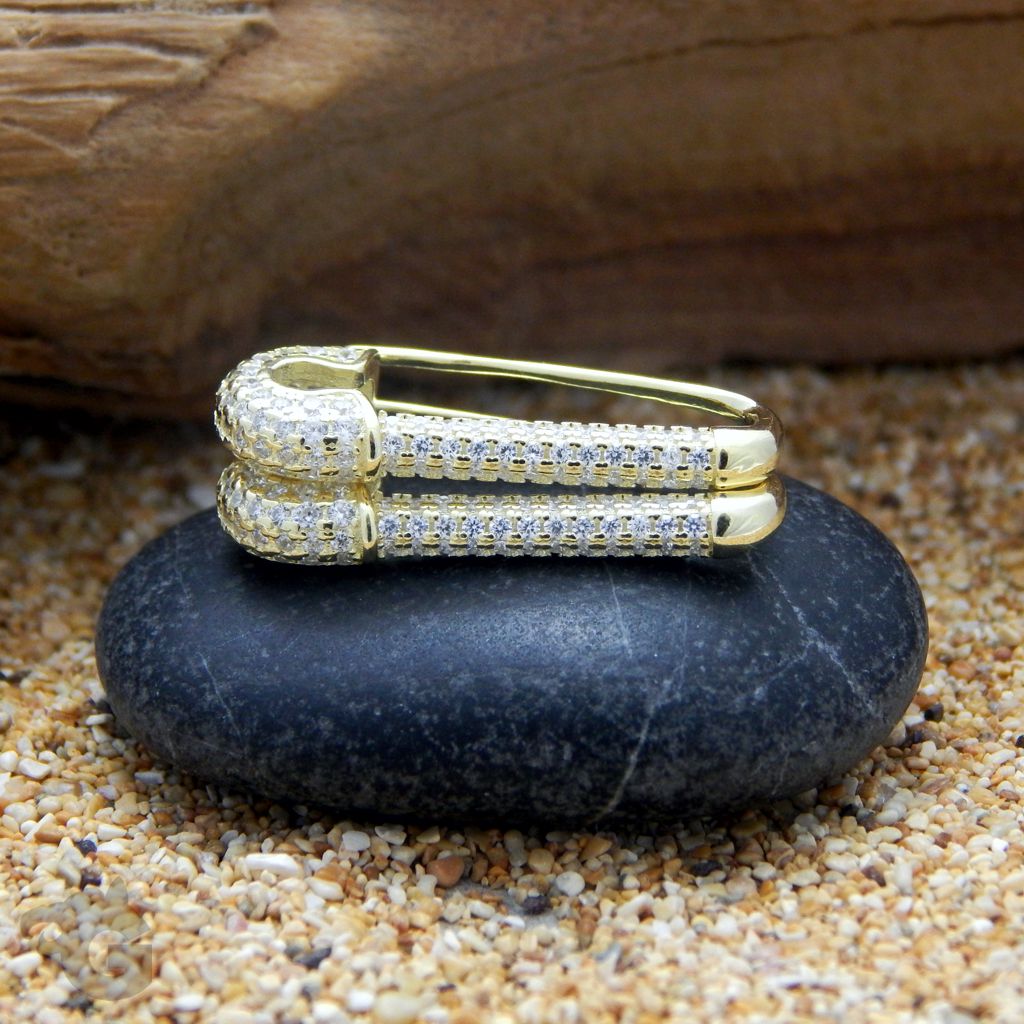 18K Gold Plated Safety Pins Stud not A Hoop Sparkly Safety
