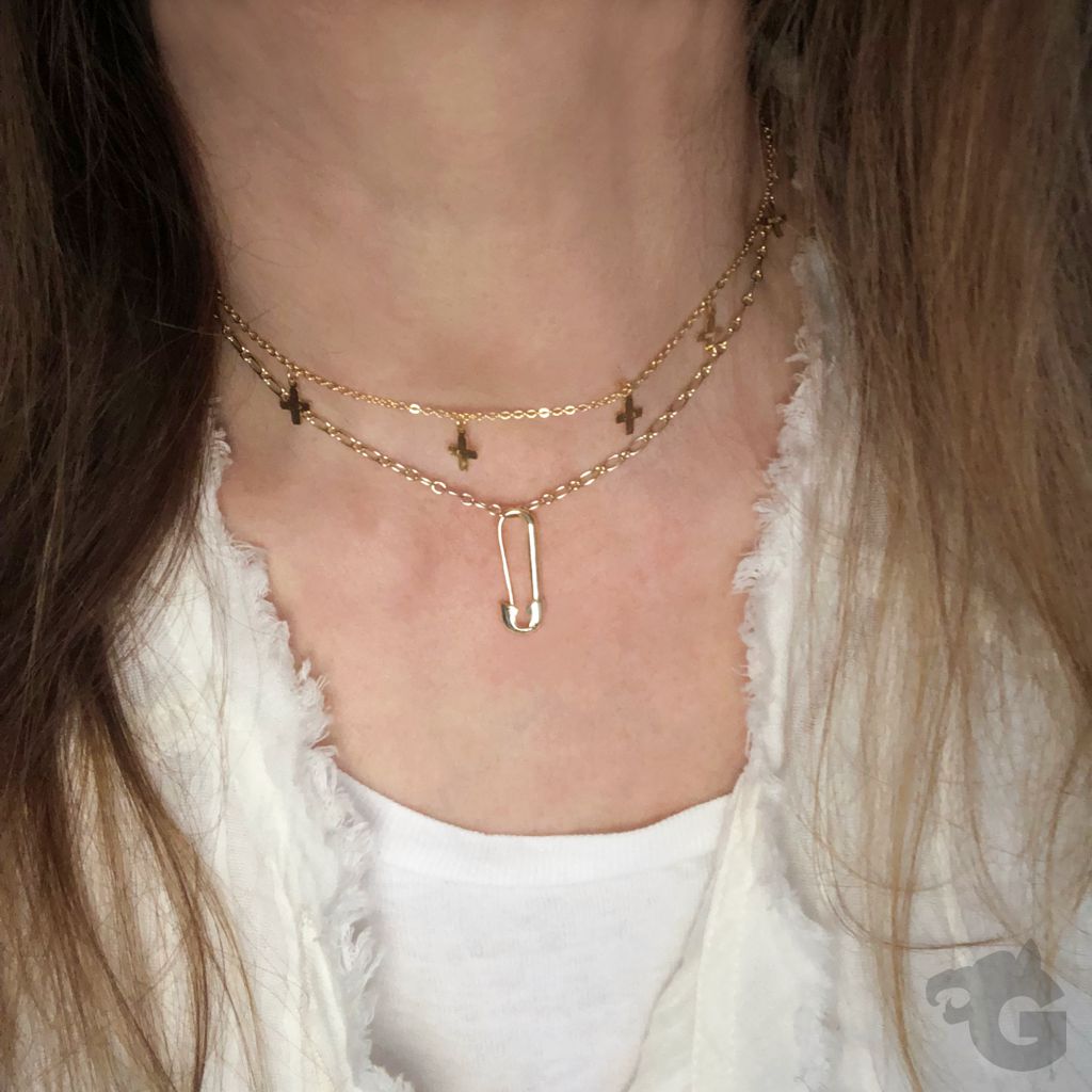 safety pin pendant 925 sterling silver unisex gift 18K yellow gold plated