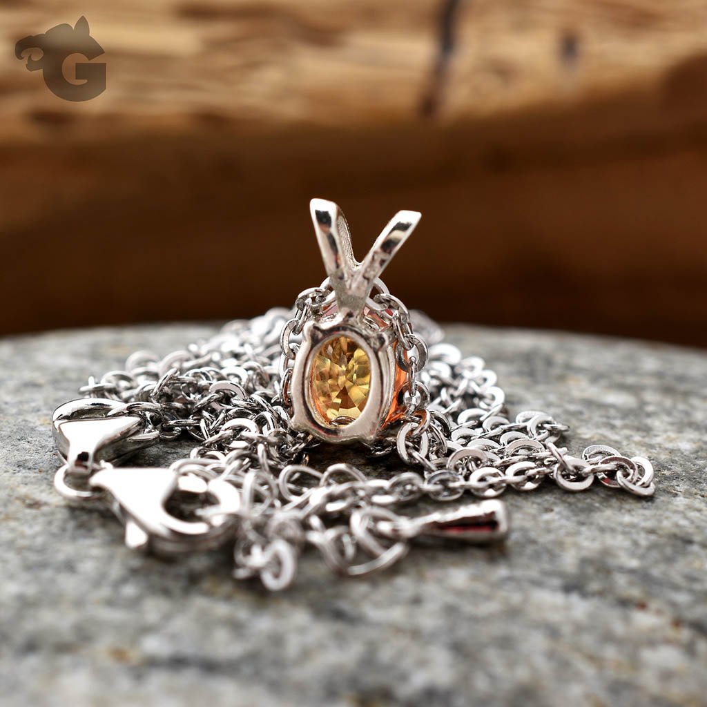 Orange Songea Sapphire necklace 'One & Only'