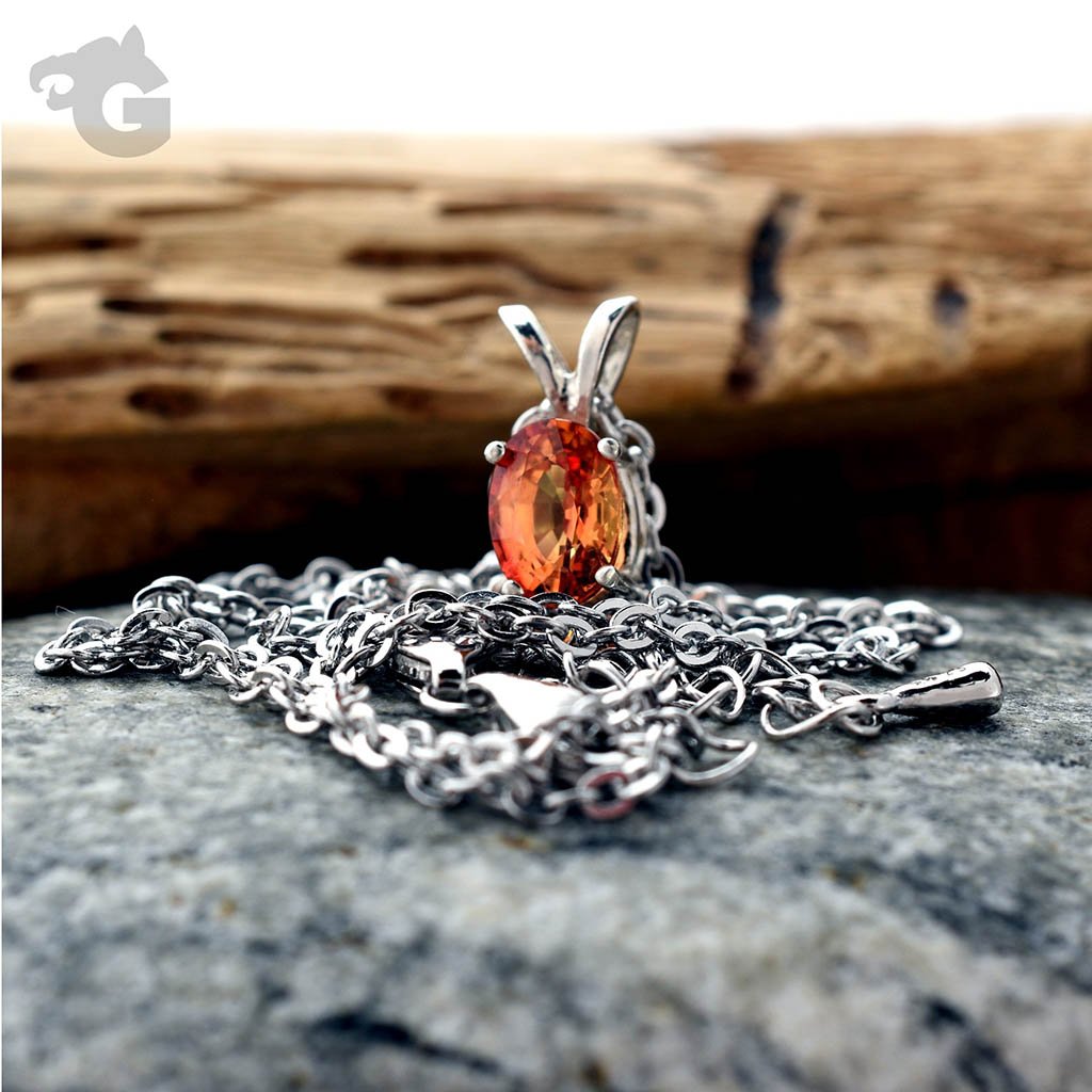 Orange Songea Sapphire necklace 'One & Only'