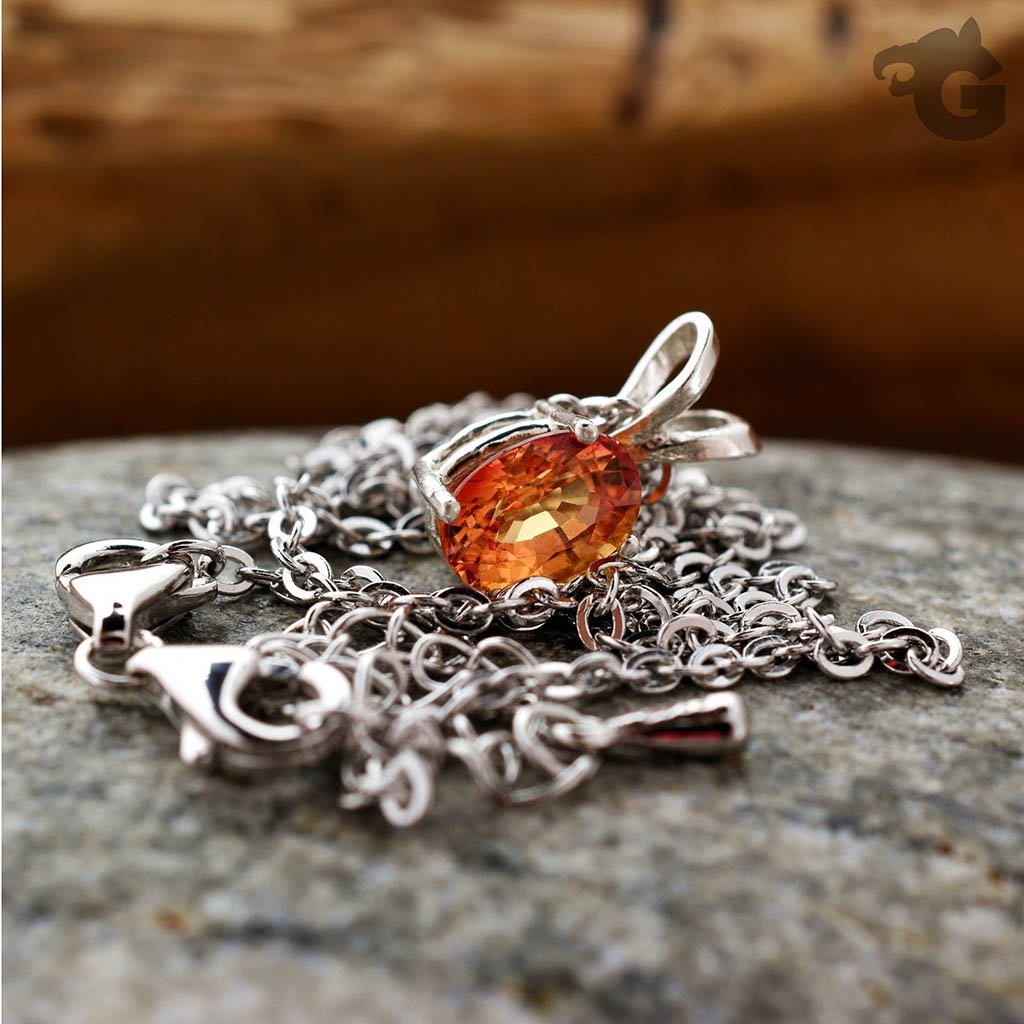 Orange Songea Sapphire necklace 'One & Only'
