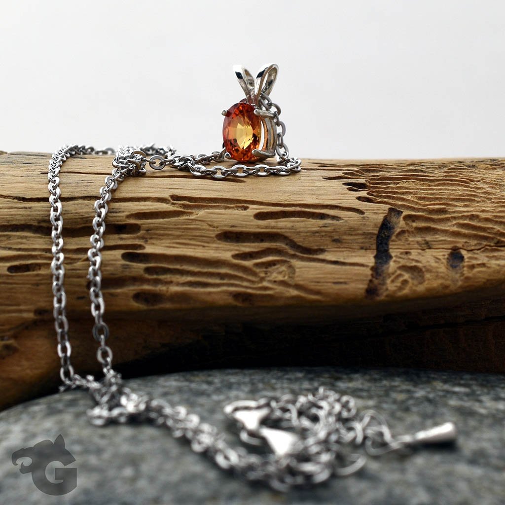 Orange Songea Sapphire necklace 'One & Only'