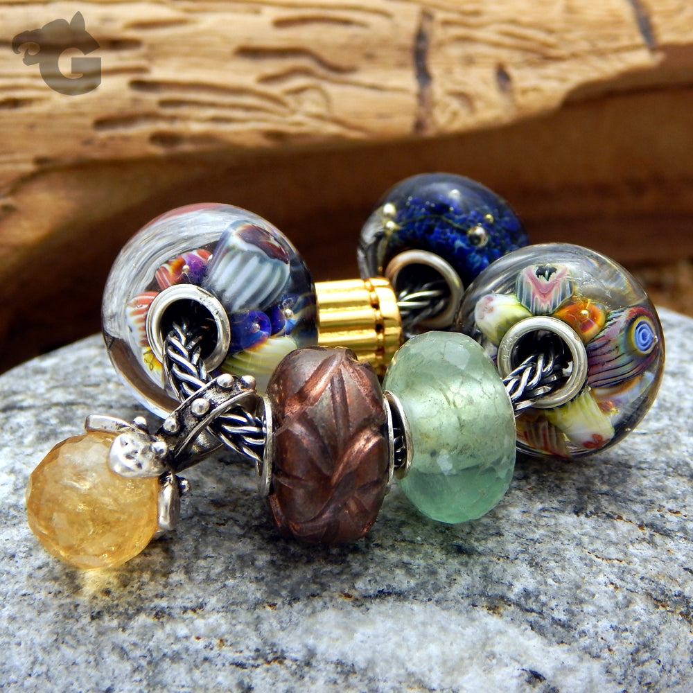 Murrini lampwork glass bead natural inspired European style fits Pandora Trollbeads Chamilia - Glermes.com