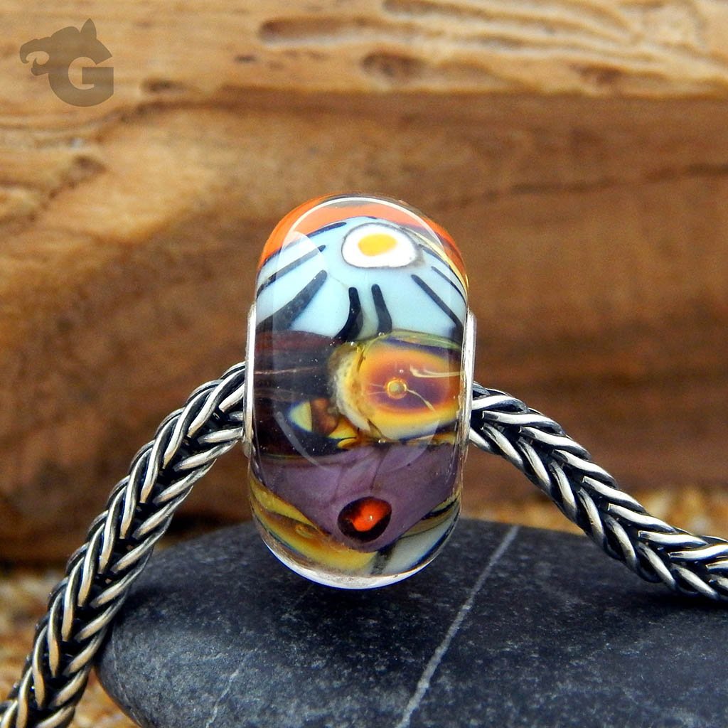 Sea Orange Reef glass bead