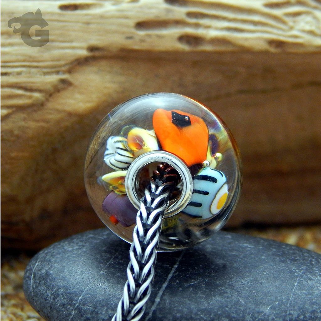 Sea Orange Reef glass bead