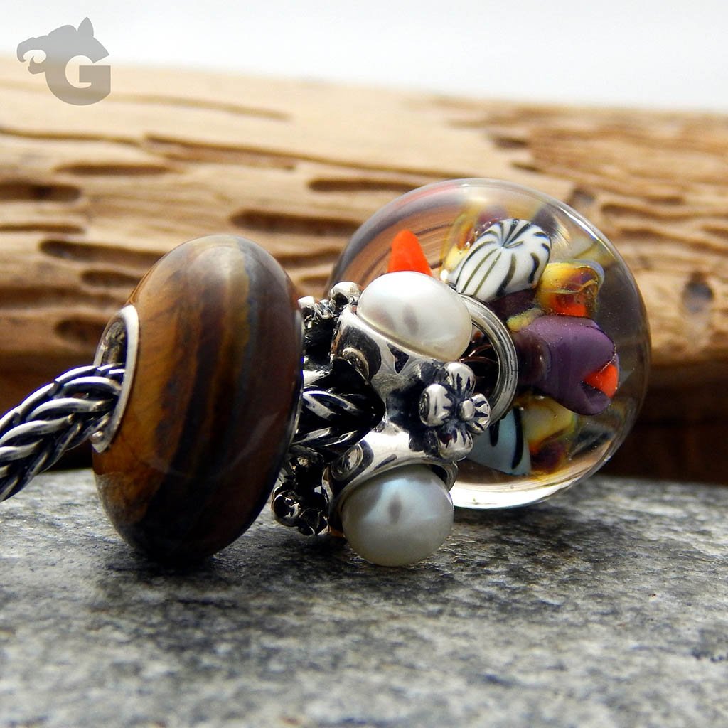 Sea Orange Reef glass bead