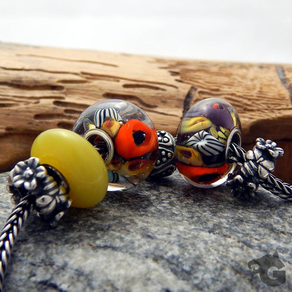 Sea Orange Reef glass bead