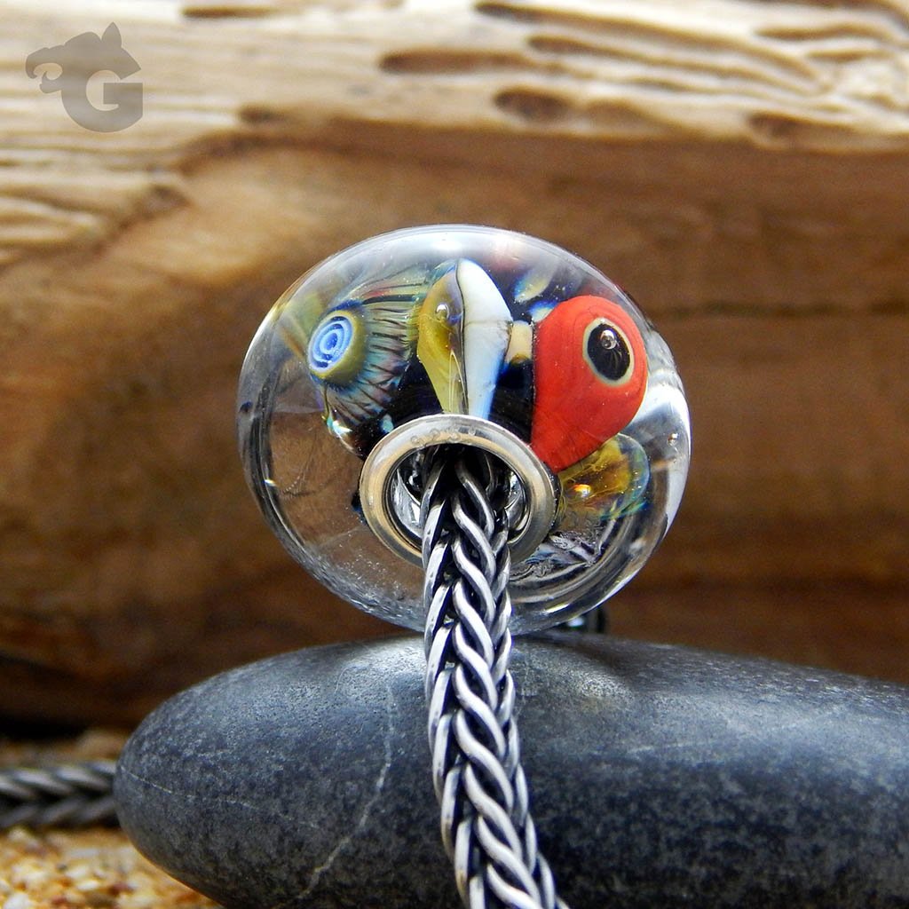 Sea Red Reef glass bead
