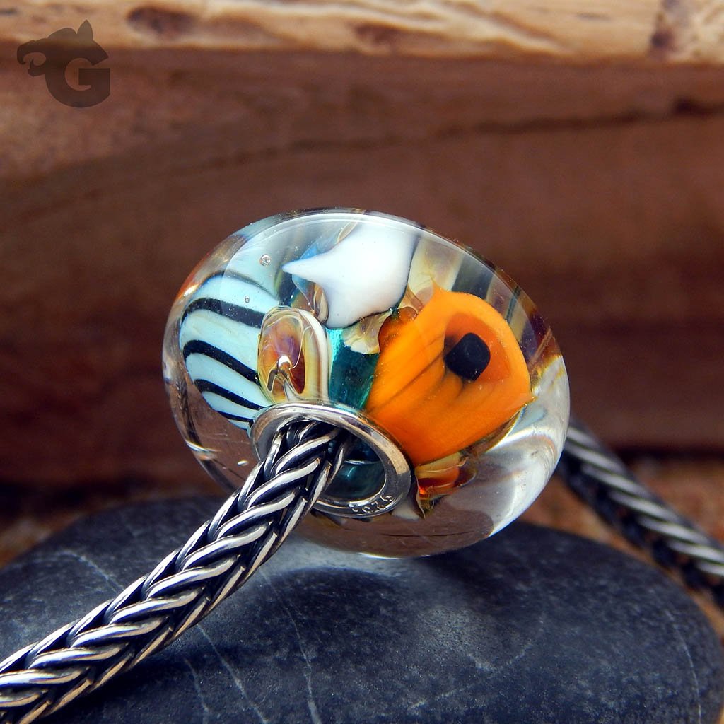 Sea Sunflower Yellow Reef glass bead