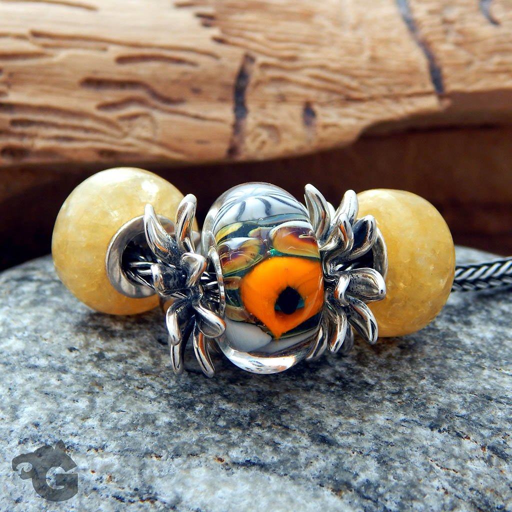 Sea Sunflower Yellow Reef glass bead