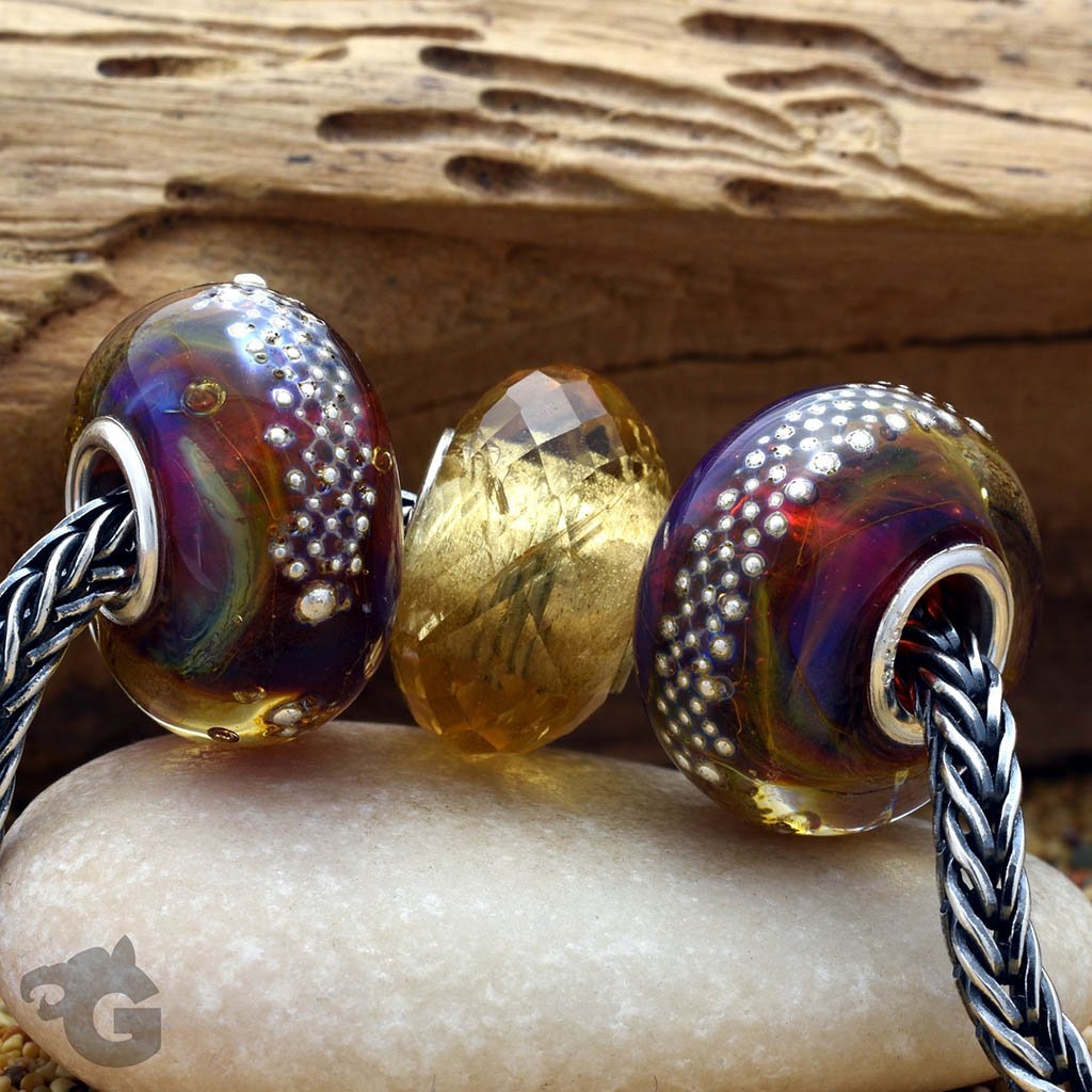 Silver Neon Raindrops Glass Bead