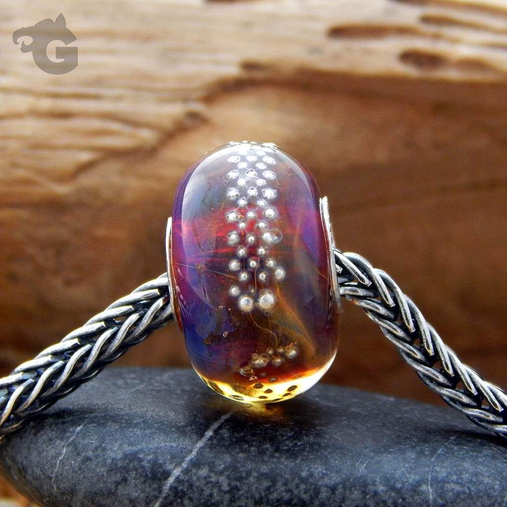 Silver Neon Raindrops Glass Bead