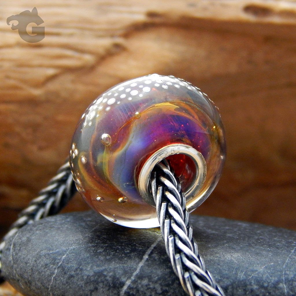 Silver Neon Raindrops Glass Bead