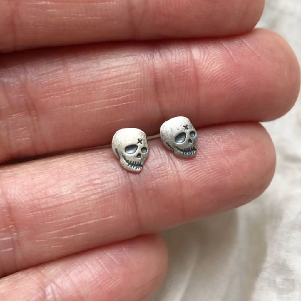 skull jewelry mens oxidized 925 silver glermes