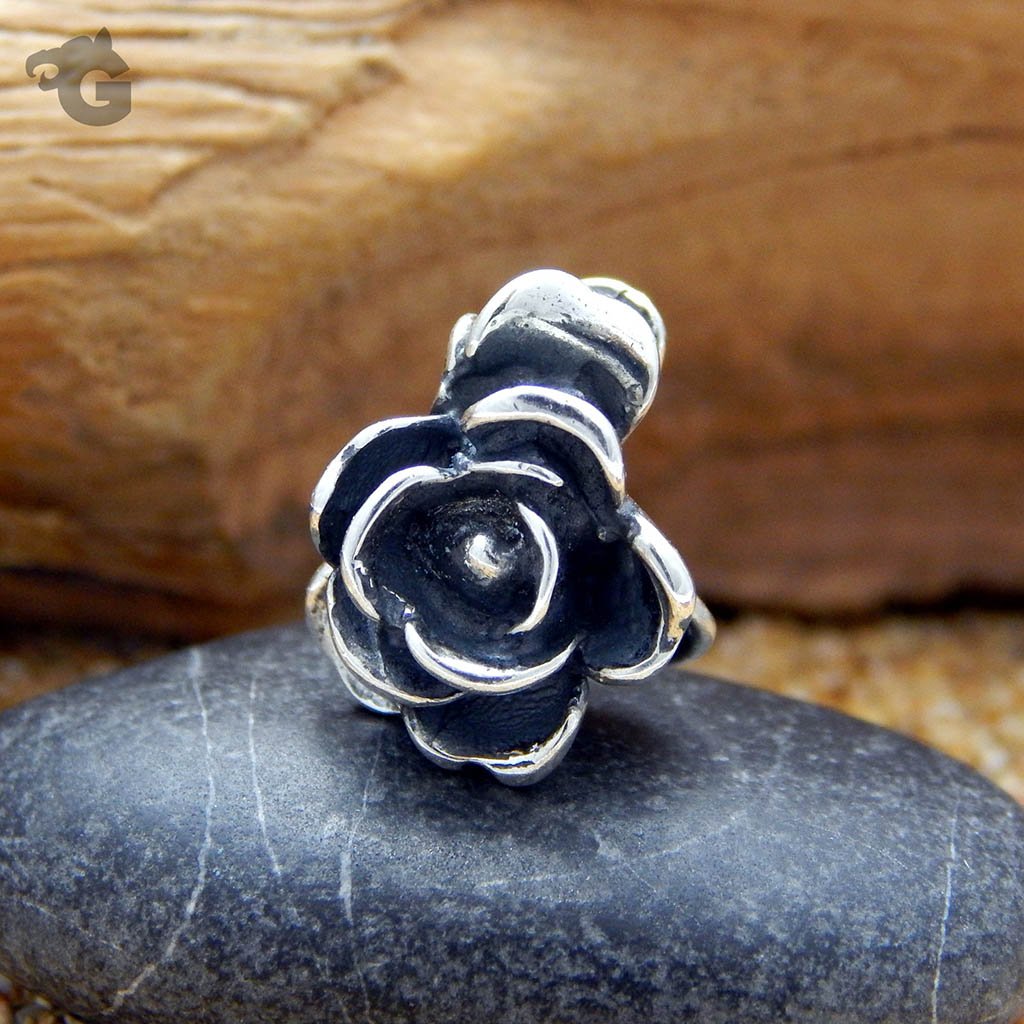Snow Drift Rose silver bead
