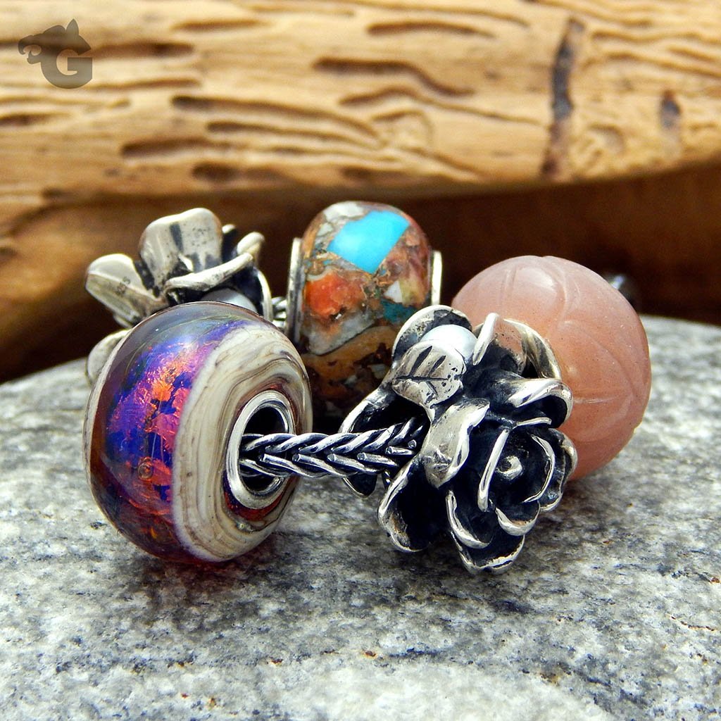 Snow Drift Rose silver bead