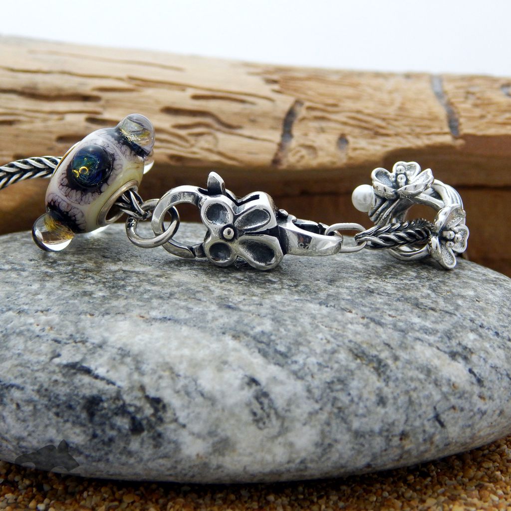Silver snowberry double lobster clasp for bracelet - glermes