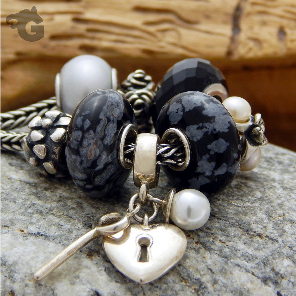 Snowflake Obsidian smooth bead