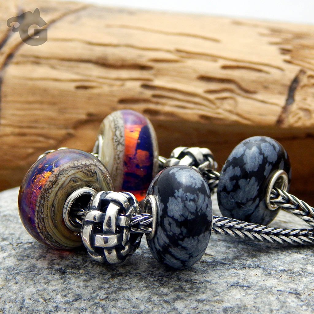 Snowflake Obsidian smooth bead