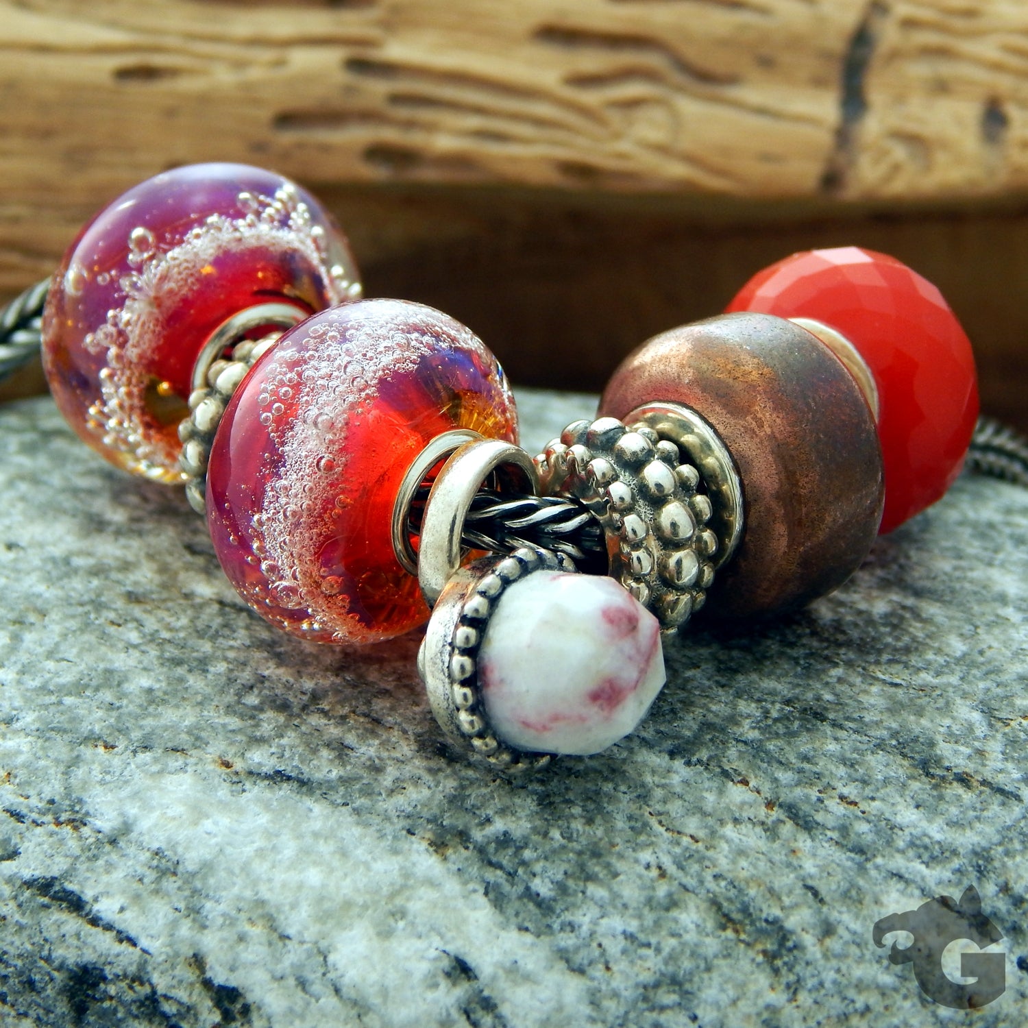 Spice Red Neon Bubbles glass bead