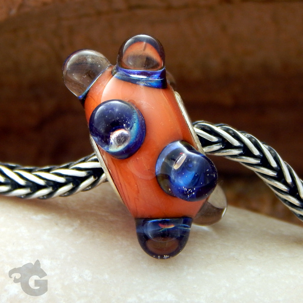 Lampwork Peach orange Summer Berry glass bead ランプワーク handmade - Glermes.com