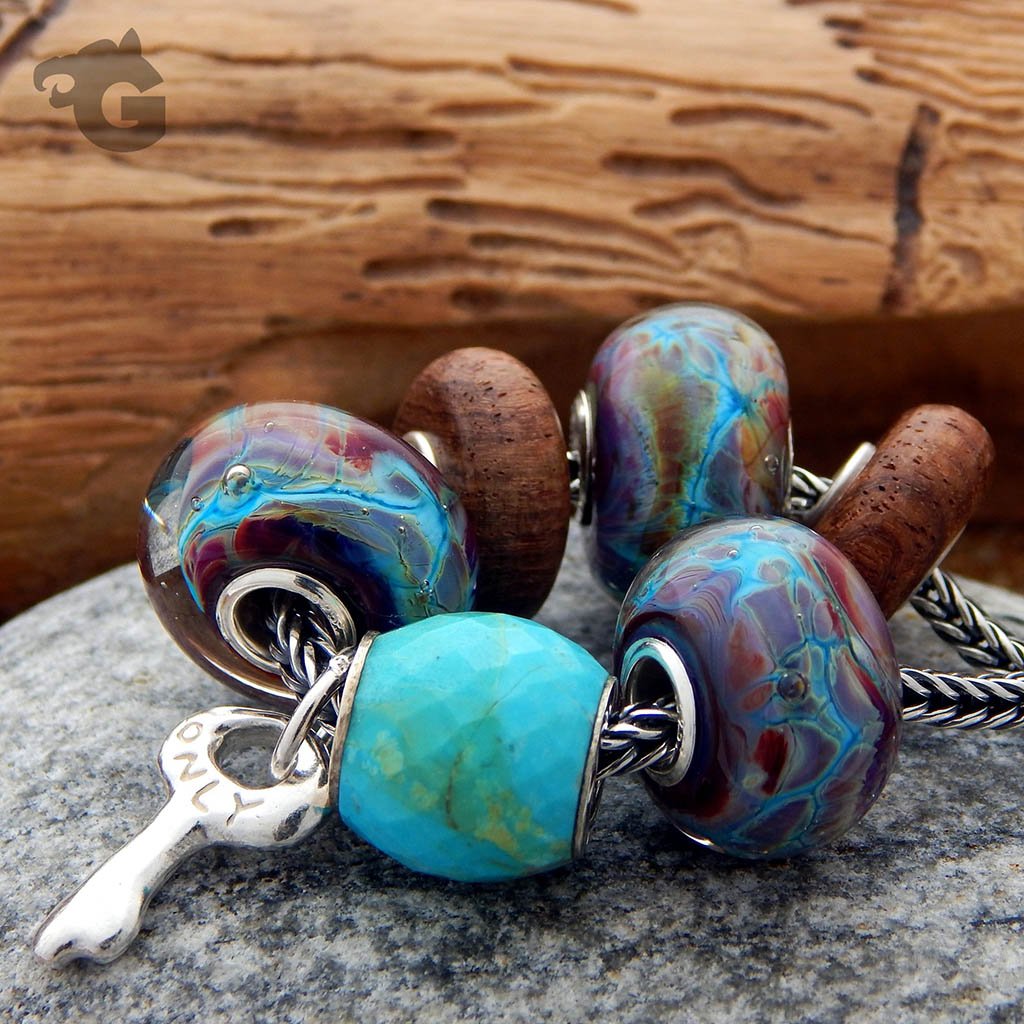 Sunflower Star Lampwork glass bead