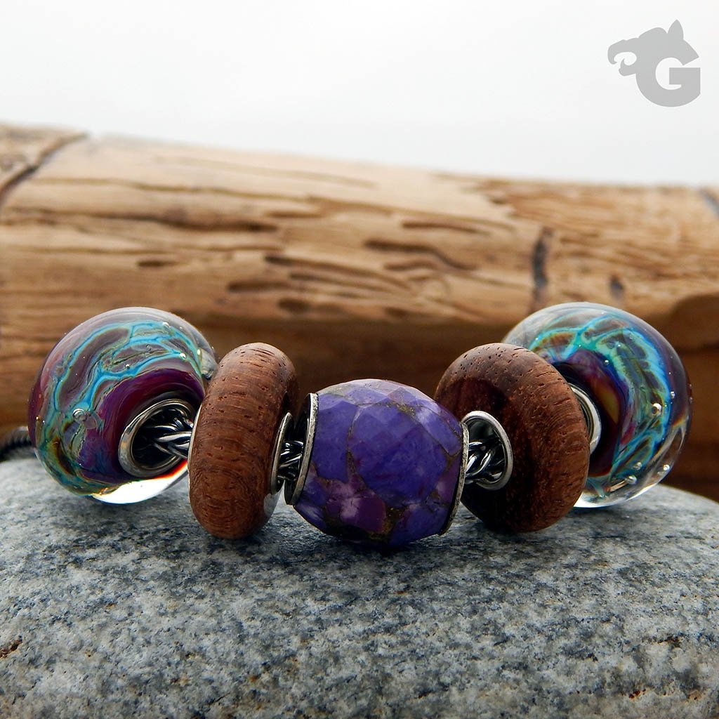 Sunflower Star Lampwork glass bead