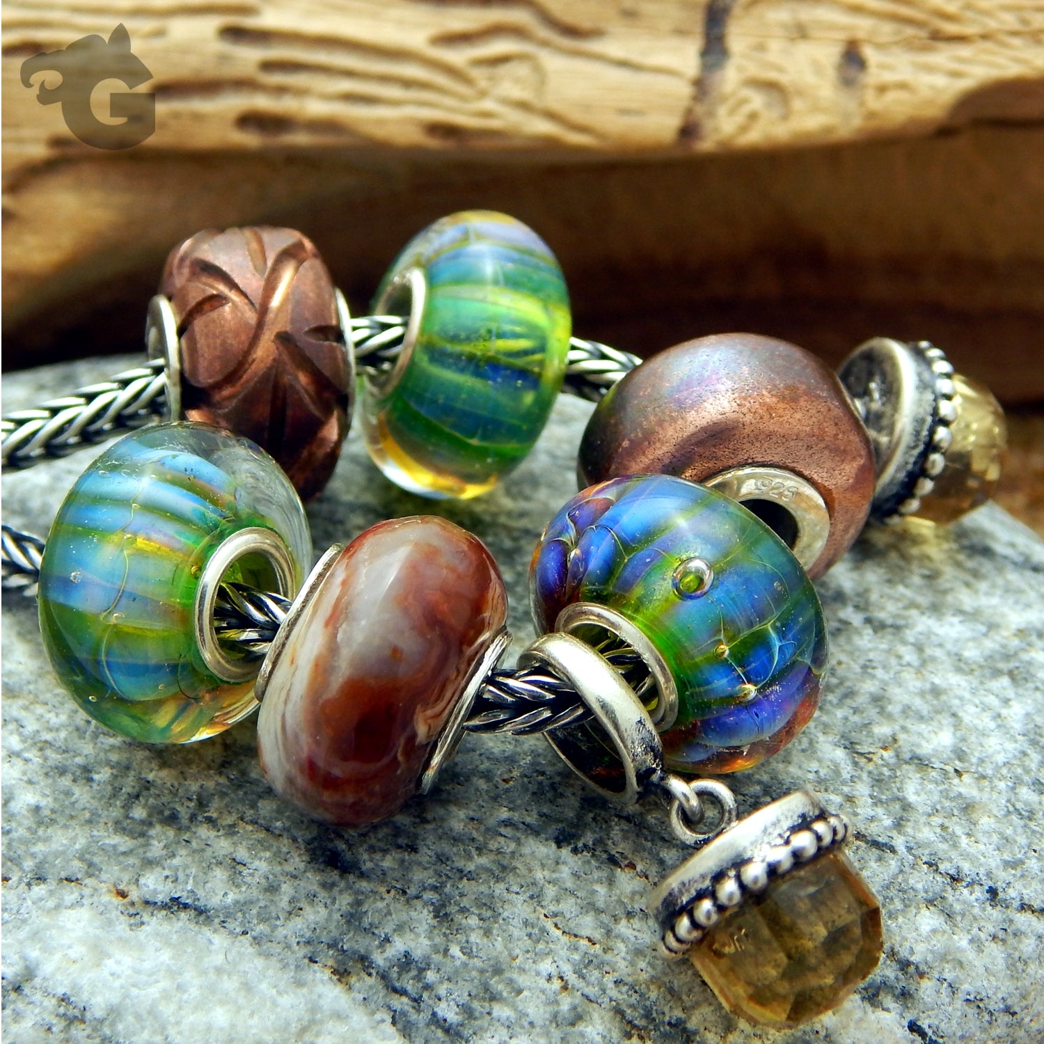 Necklace big hole charm Tropical Lagoon glass bead - Glermes.com