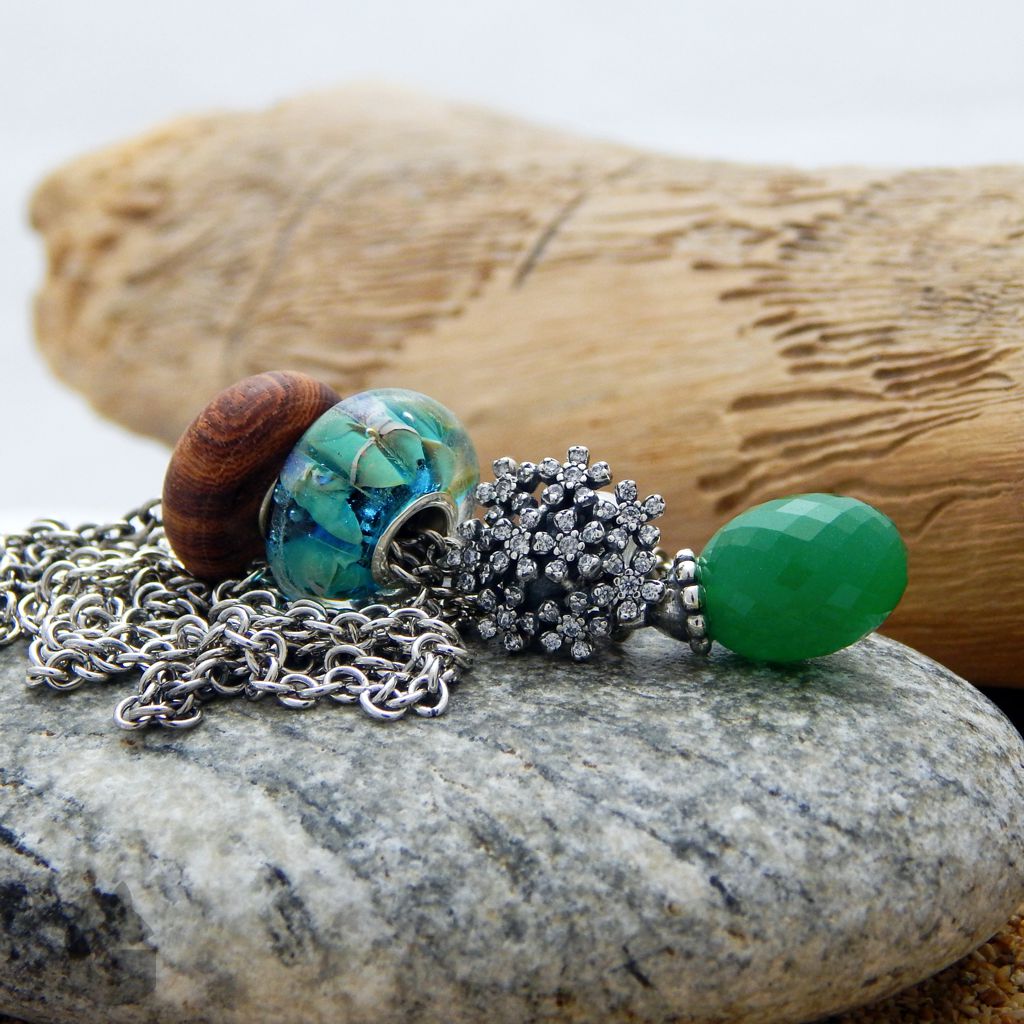 cable chain oxidized 925 sterling silver lockless necklace green onyx pendant