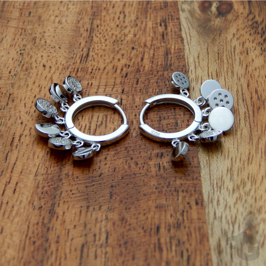 mini disco shake hoop earrings AAA CZ rhodium plated