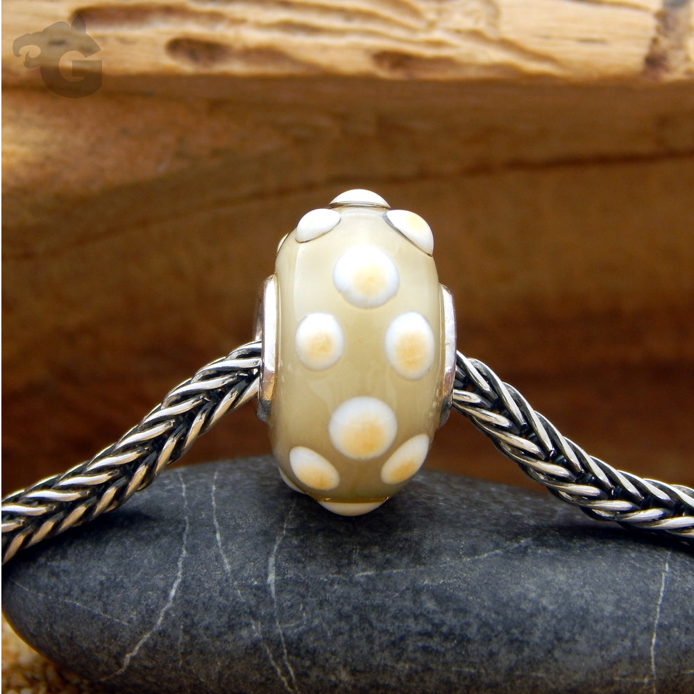 Lampwork White Sea Urchin large hole fits Pandora パンドラ - Glermes