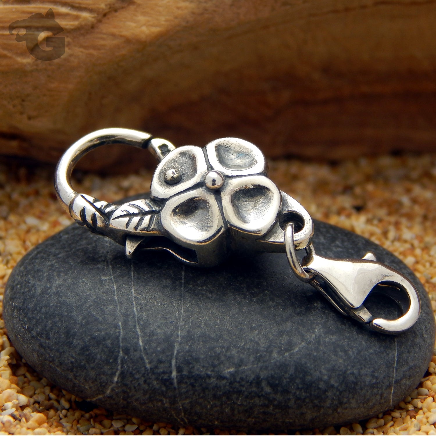 Double lobster clasp chain extender for bracelet solid 925 Sterling silver Wild Flower - Glermes.com