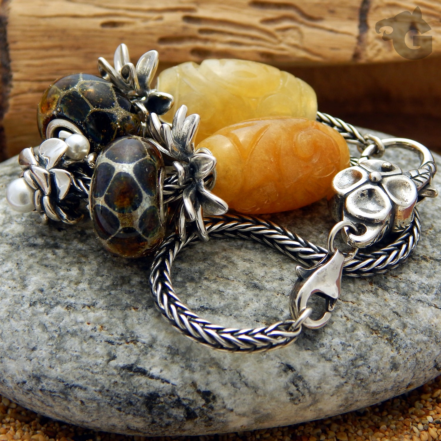 Flower double lobster clasp nature inspired botanical - Glermes.com
