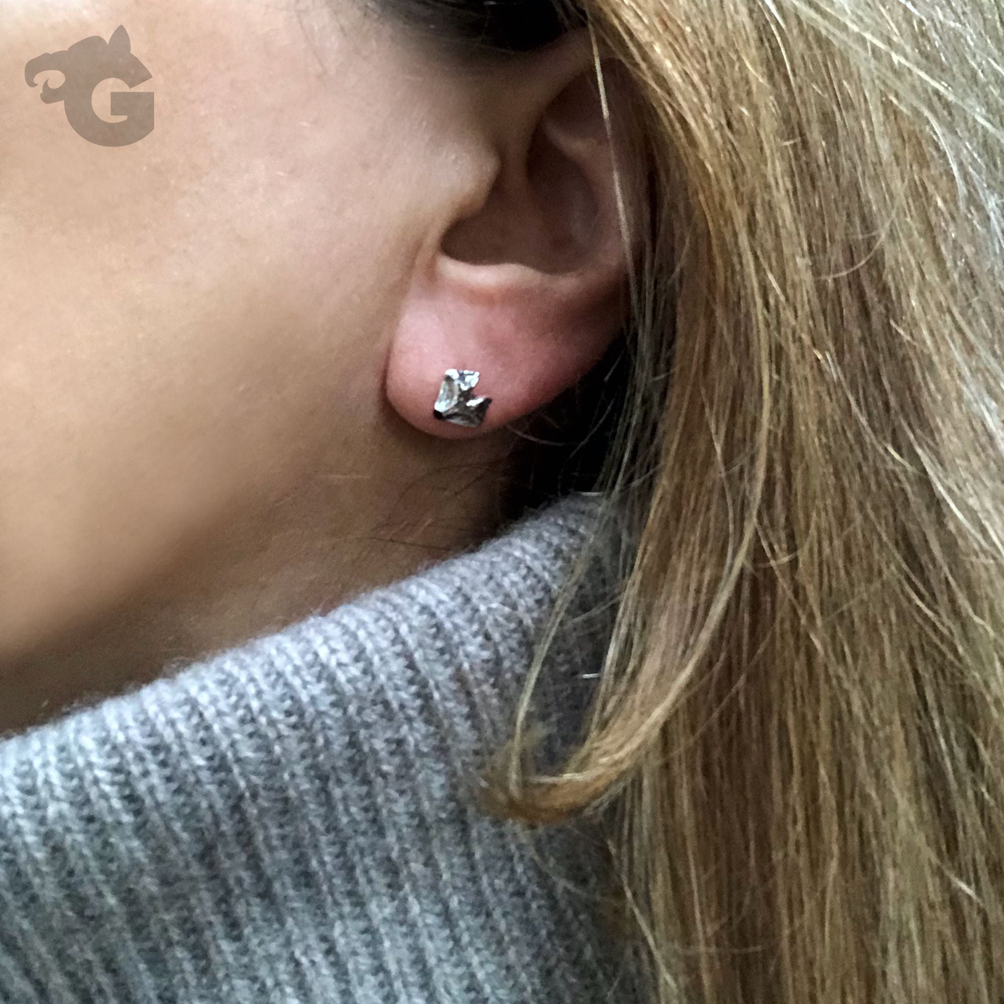 fox studs animal lover jewelry oxidized 925 silver