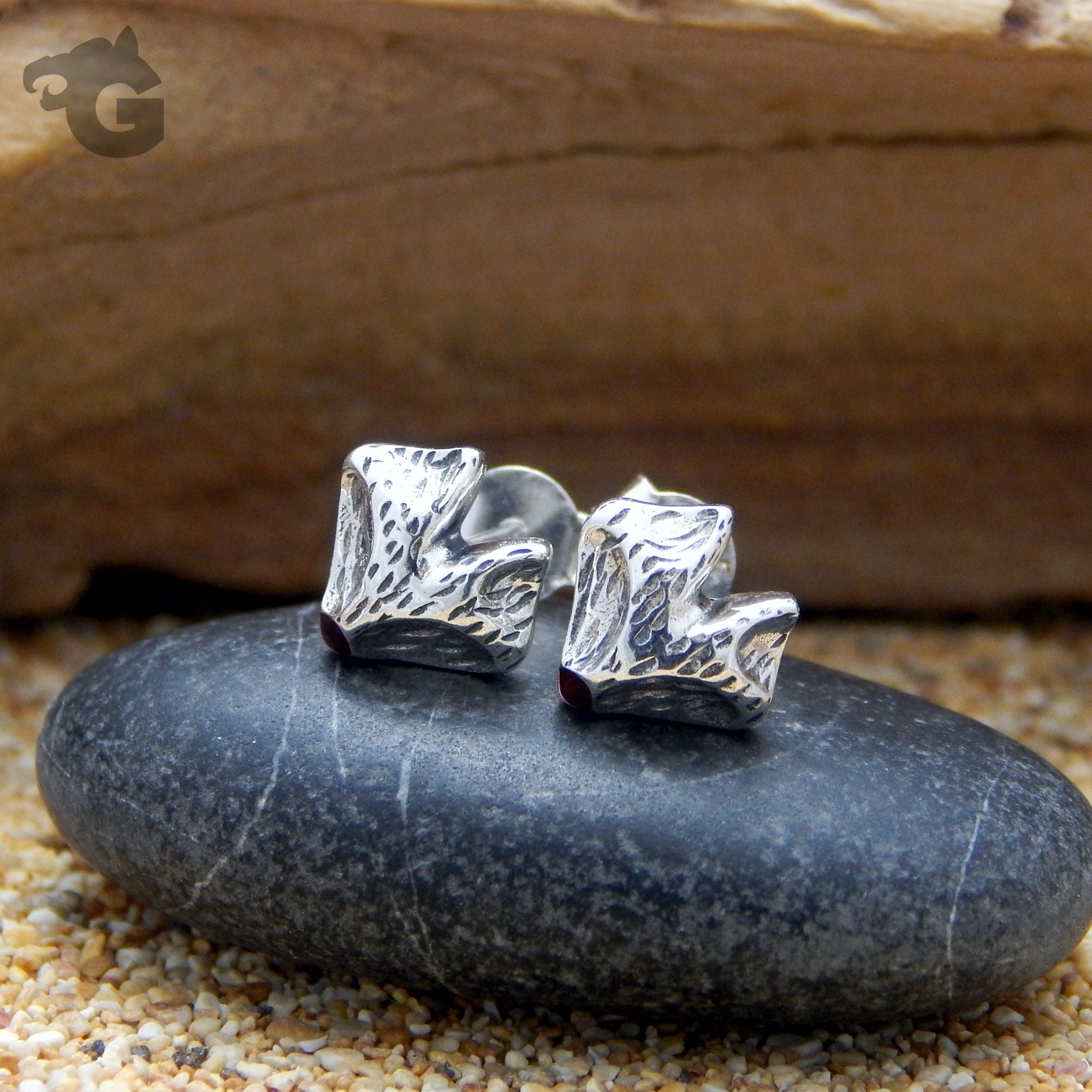 fox jewelry studs silver