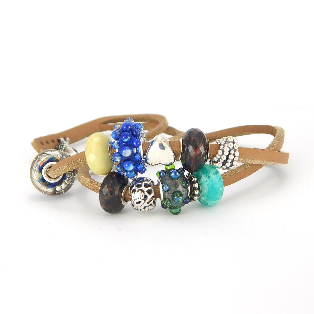 double wrist leather light brown bracelet - glermes.com