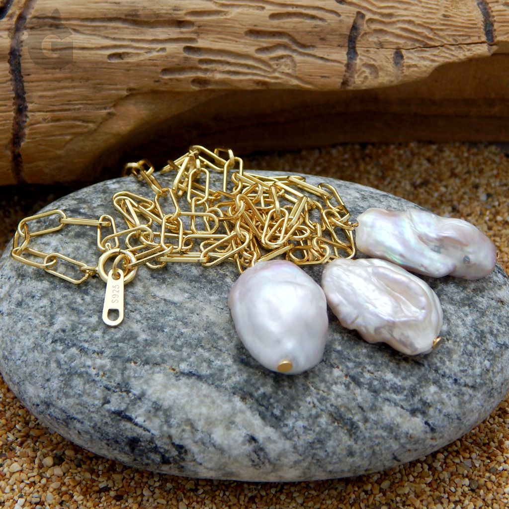 Baroque coin paperclip necklace