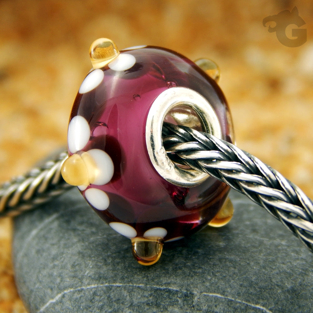 Lampwork glass bead bracelets Glermes dark red - Glermes