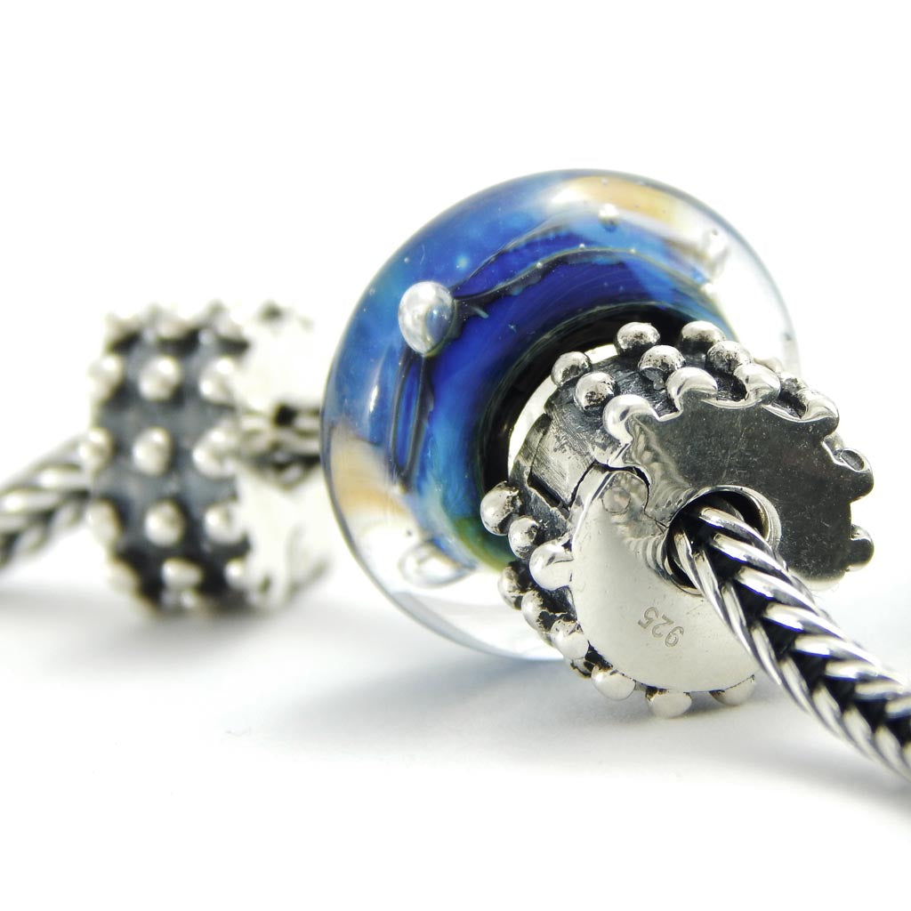 Roller coaster Sterling silver bracelet stopper - glermes.com