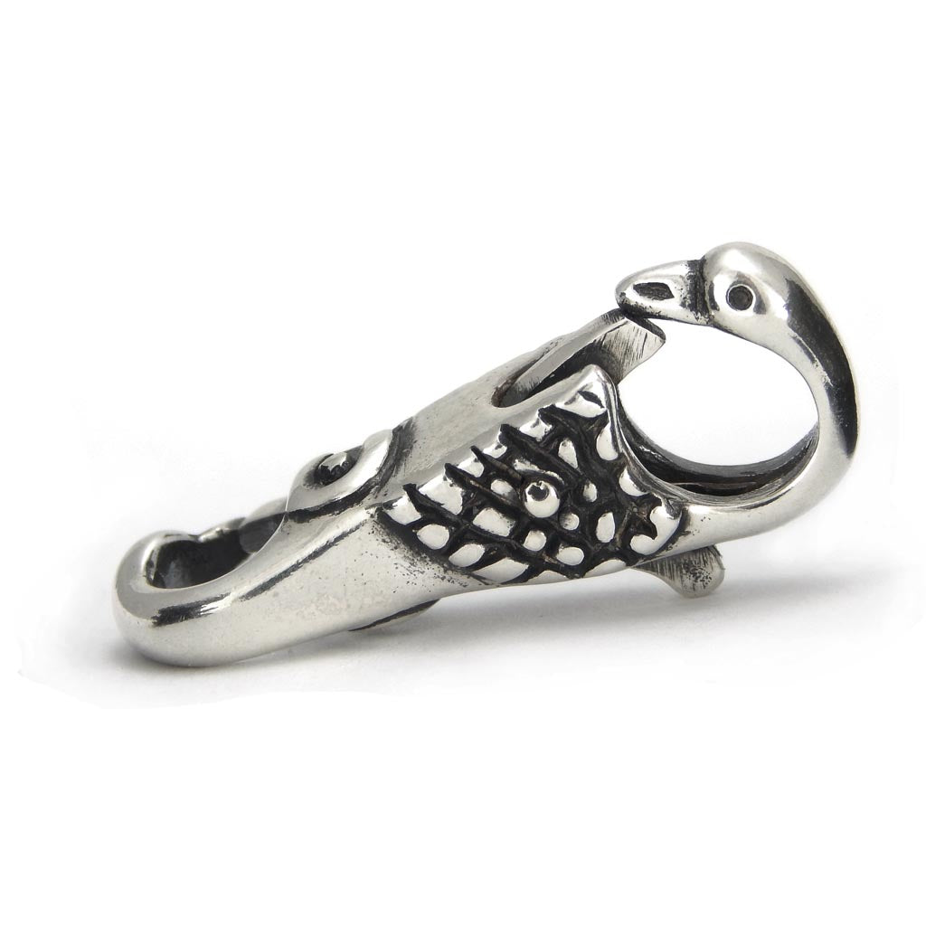 Silver Swan double lobster clasp for bracelet Oxidized 925 Sterling silver - Glermes