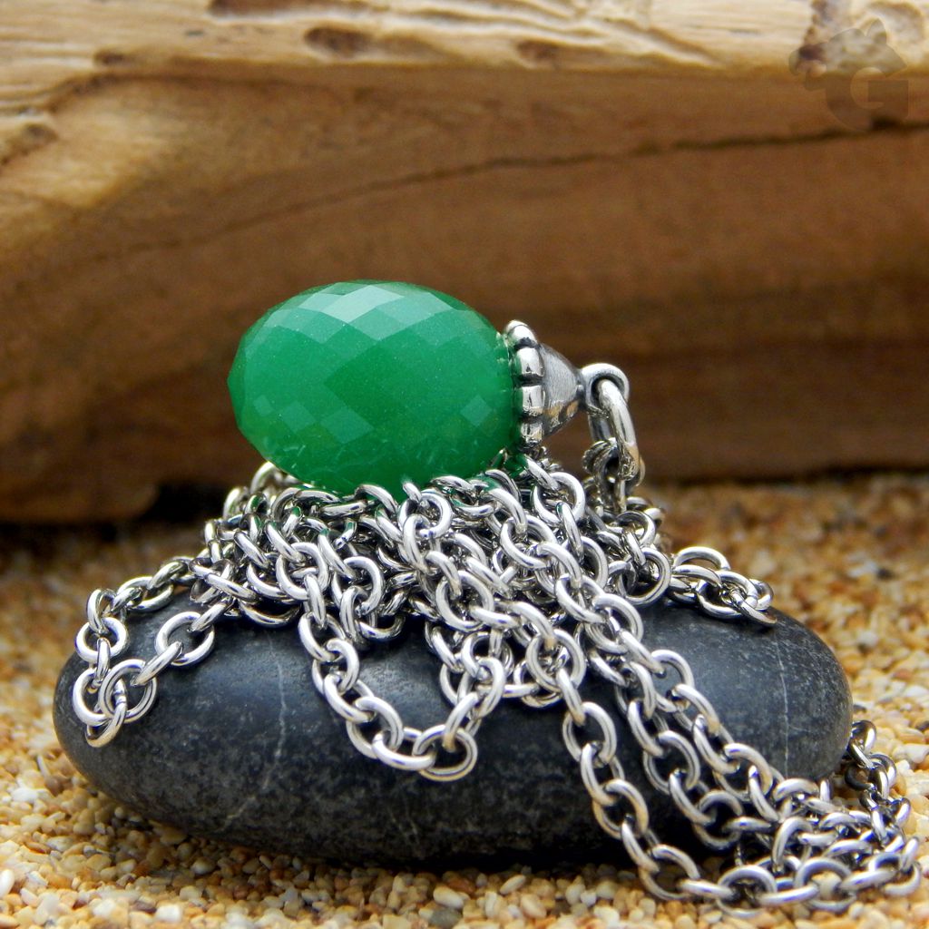lockless necklace green onyx pendant 80cm 925 sterling silver oxidized drop shape pendant glermes city of beads studio etsy
