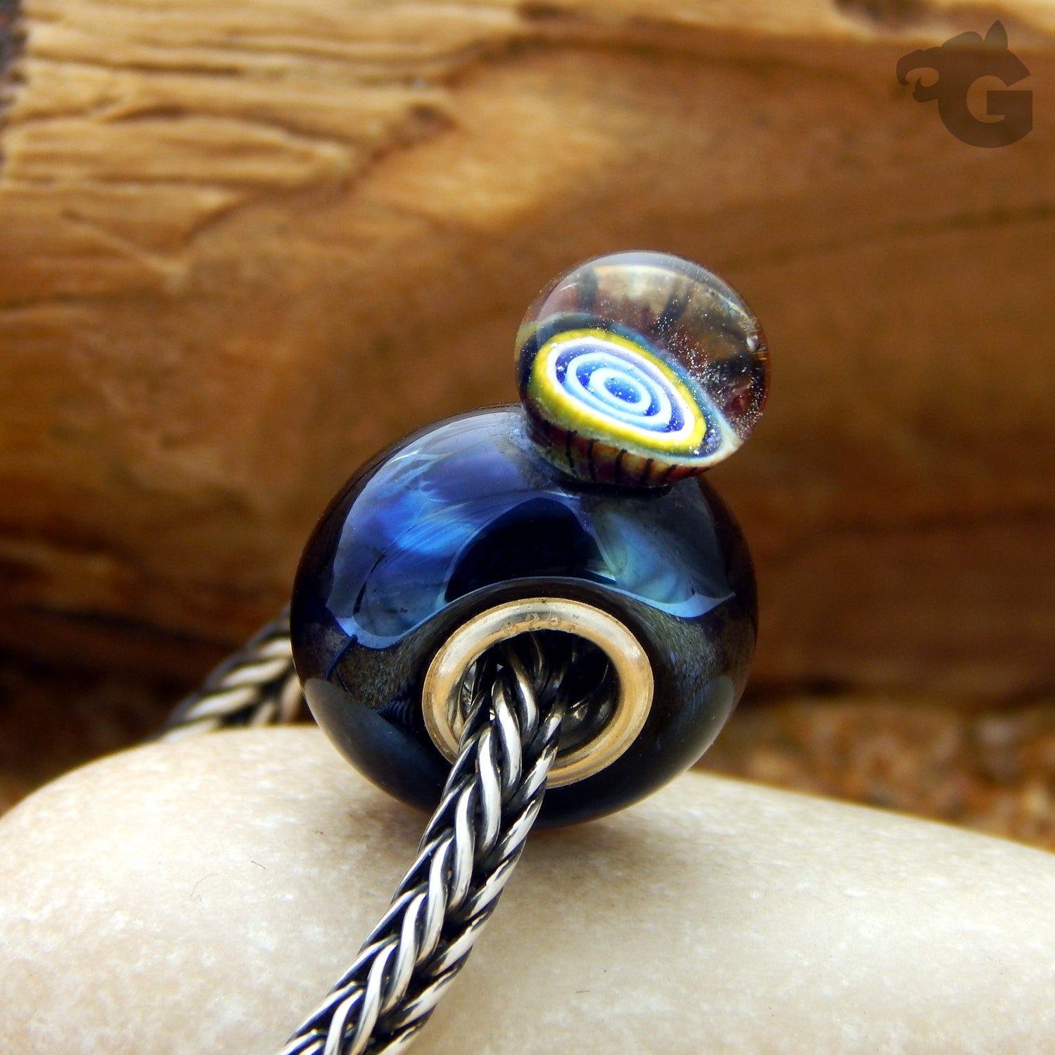 Murrini lampwork glass bead natural inspired European style fits Pandora Trollbeads Chamilia - Glermes.com