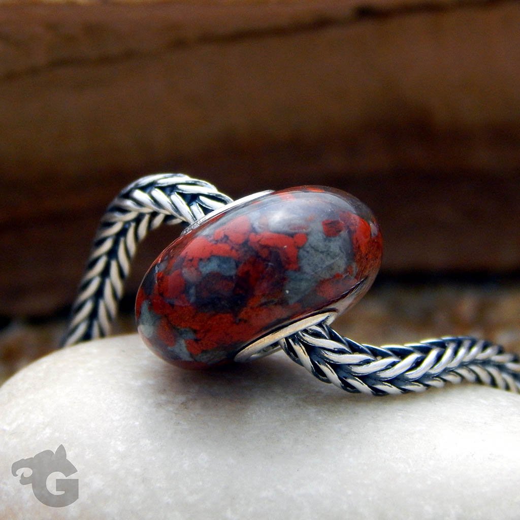 Poppy Jasper gemstone charm bead